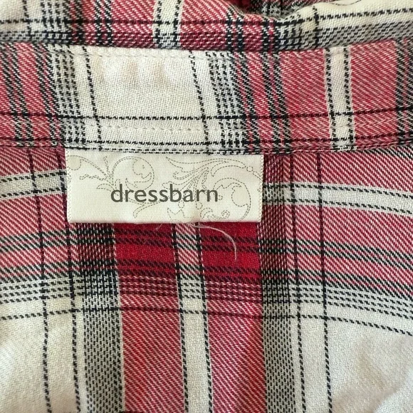 Dressbarn Red Plaid Button-Up Shirt | Size 1X | Classic Cozy Style - Picture 3 of 4